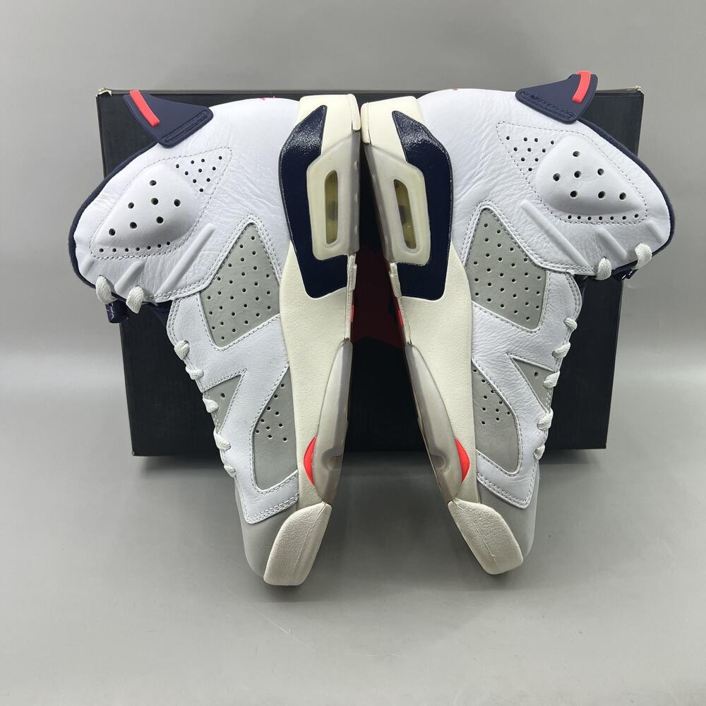 Air Jordan 6 Retro Tinker Shoes Men Size 9.5 White Grey Infrared Mid Sneakers - Picture 6 of 9